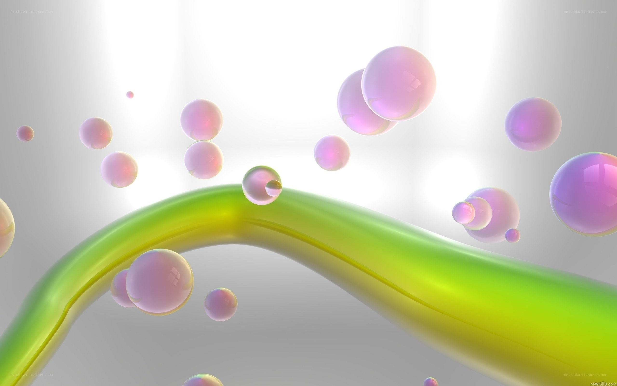 floating bubbles on green wave