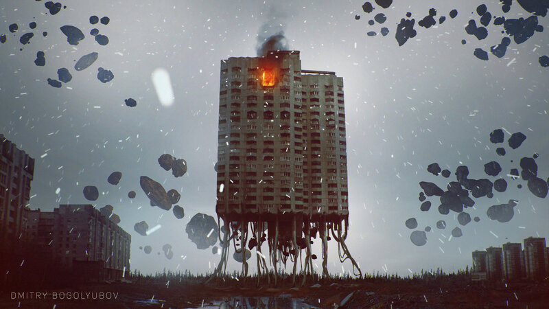 Floating Building with Tentacles