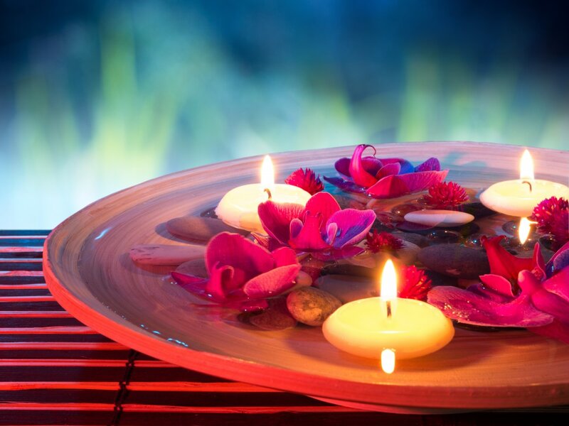 Floating Candles and Flowers — Red