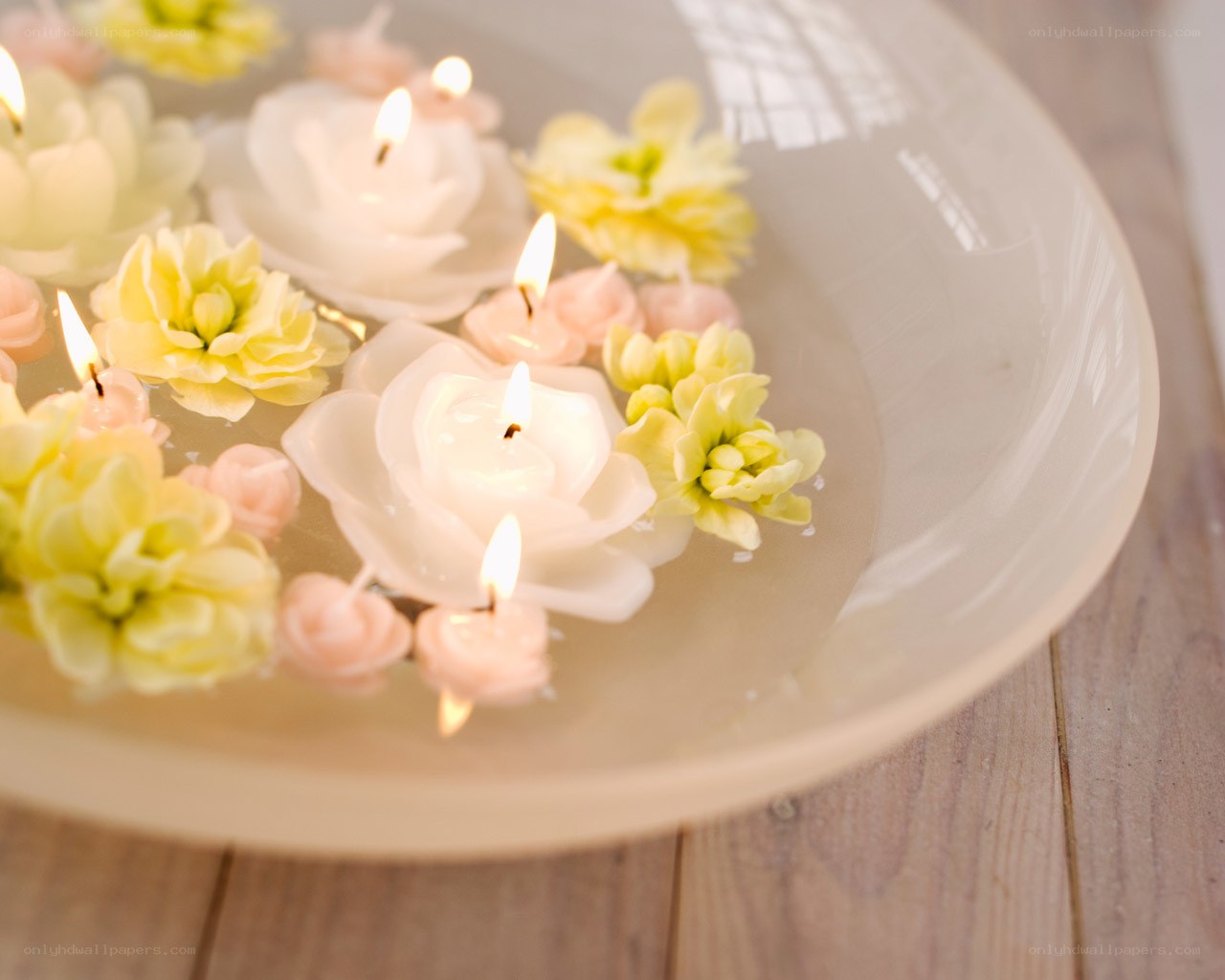 Floating candles and flowers
