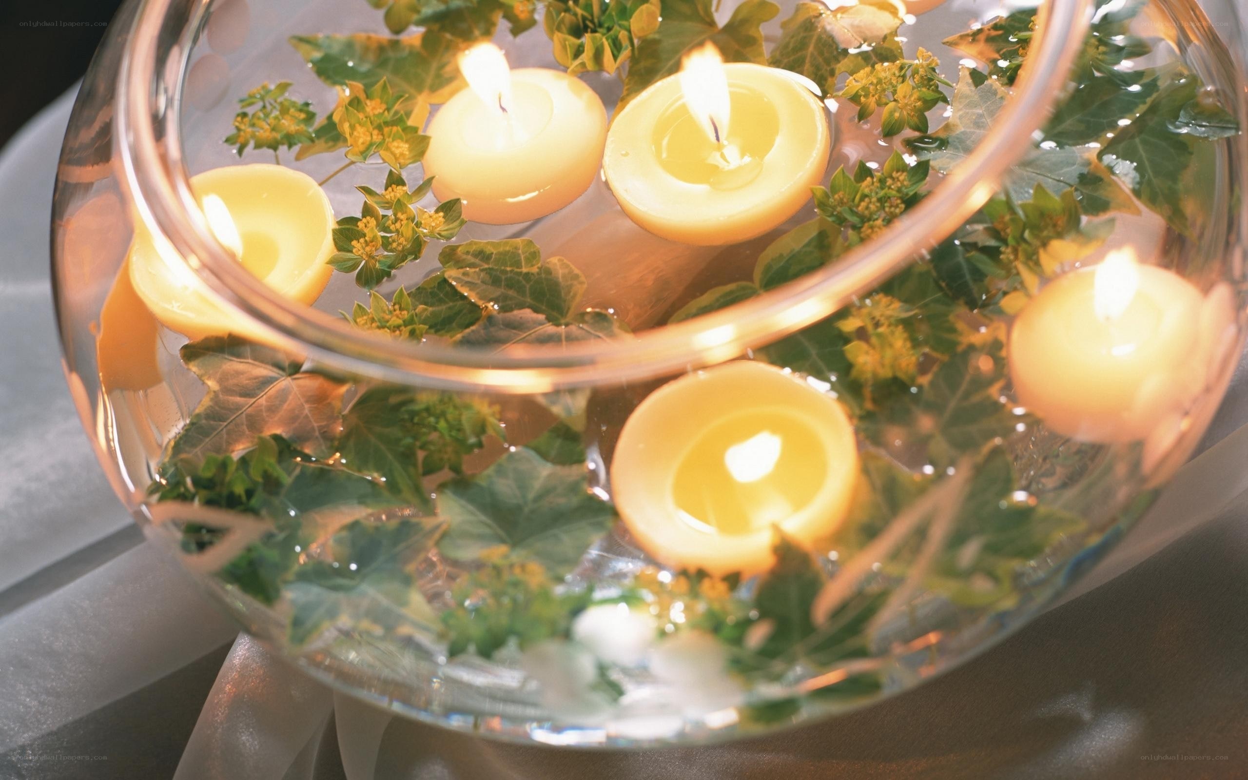 Floating candles in a bowl