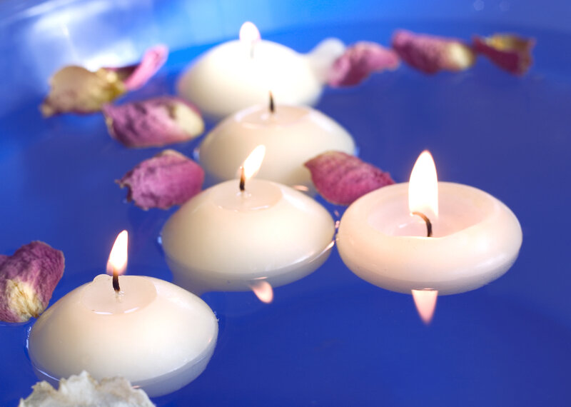 Floating Candles in Water — Blue