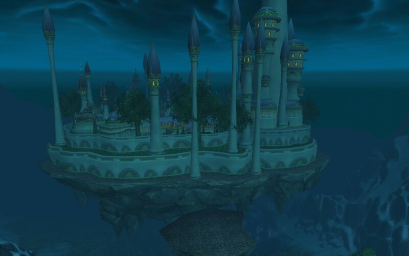 floating castle at night