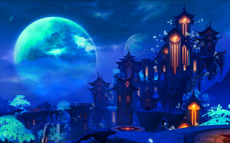 Floating Castle at Night — Blue, Mystical