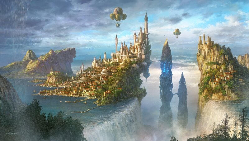 Floating Castle City — Blue, Dramatic, Afternoon