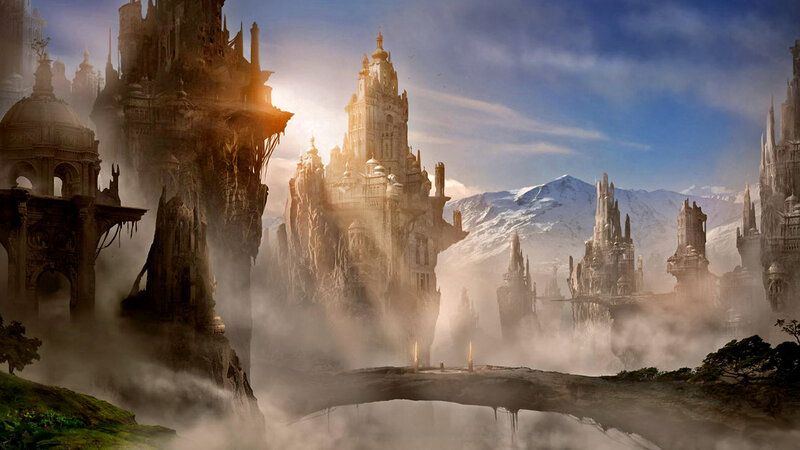 Floating Castle City — Blue, Dramatic, Morning