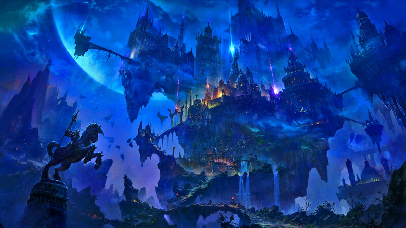 Floating Castle City — Blue, Dramatic, Night