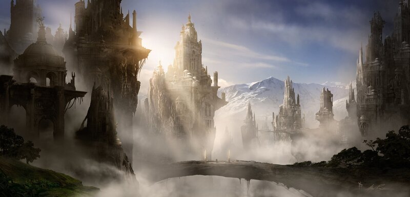 Floating Castle City — Gray, Dramatic, Morning