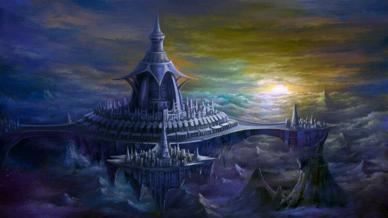 Floating Castle City — Purple, Dramatic