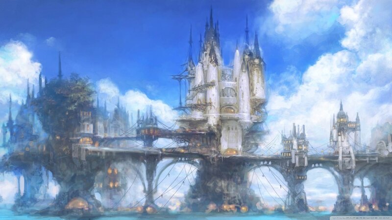 floating castle cityscape