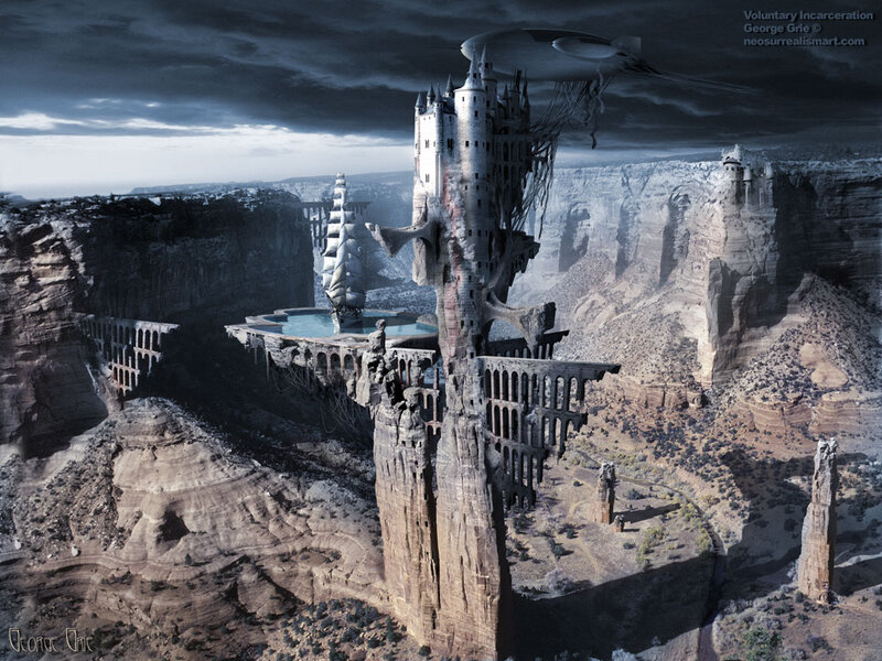 Floating Castle in Canyon — Gray