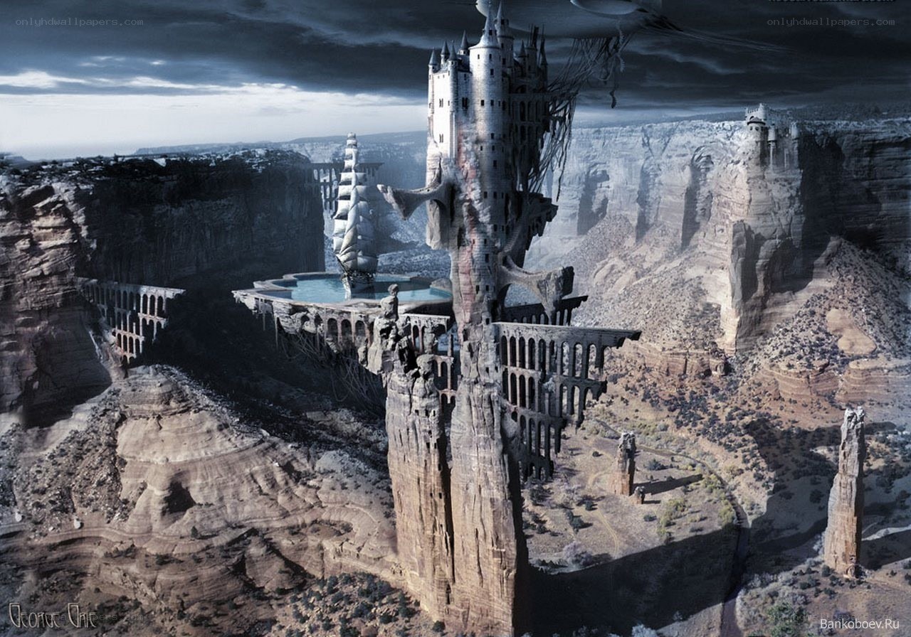 Floating castle in canyon