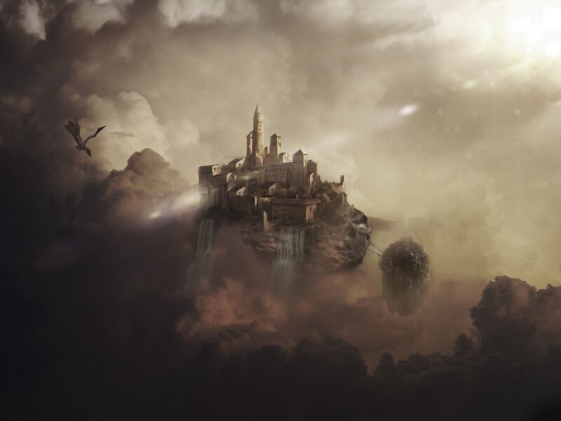 Floating Castle in Clouds — Brown