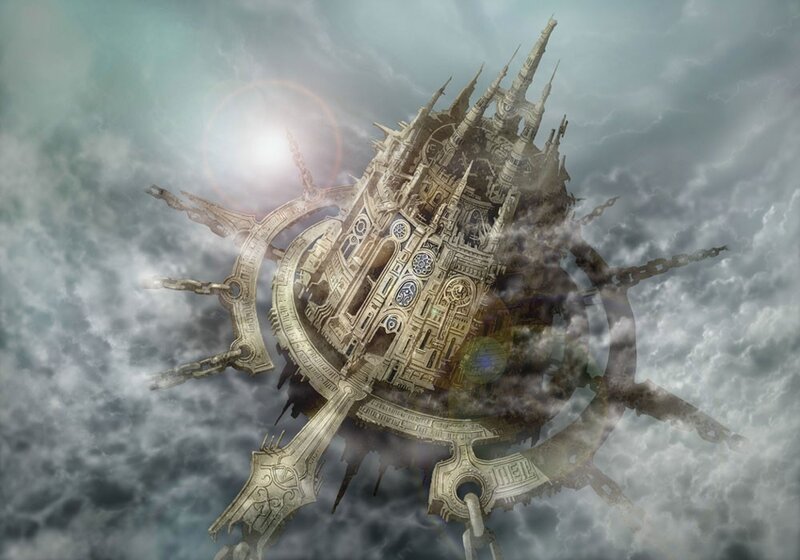 Floating Castle in Clouds — Gray