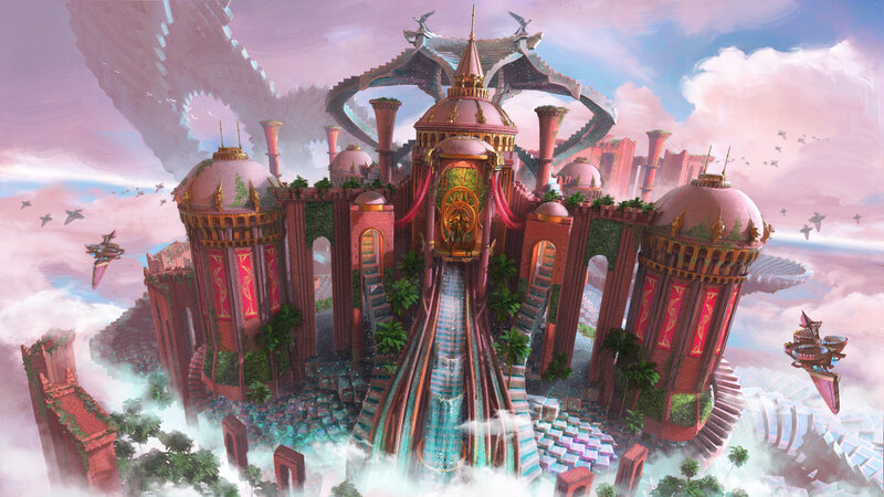 Floating Castle in Clouds — Pink