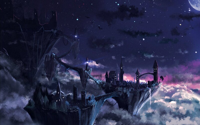 Floating Castle in Clouds — Purple