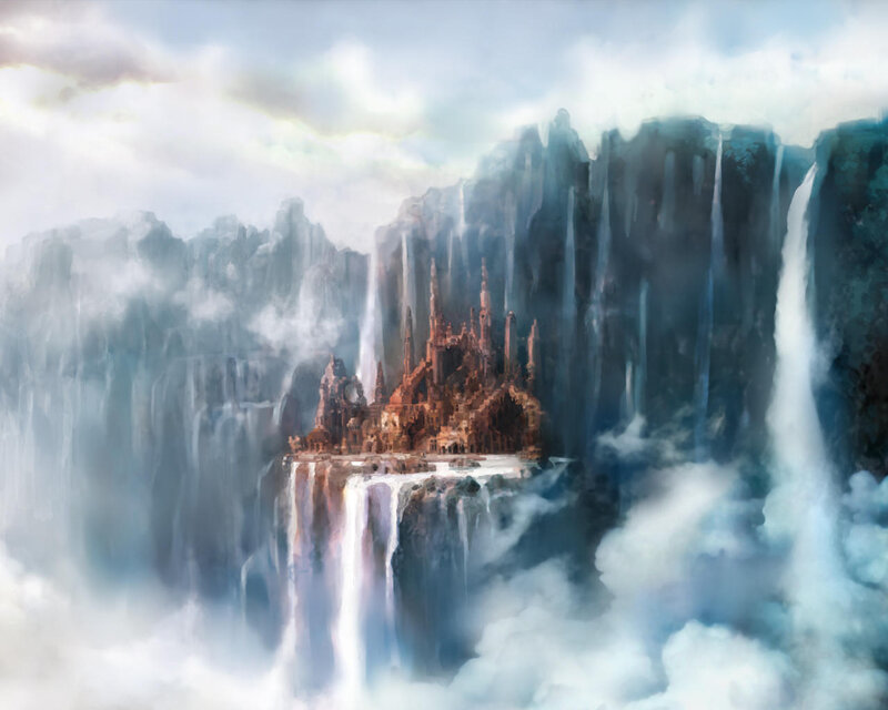 floating castle in clouds