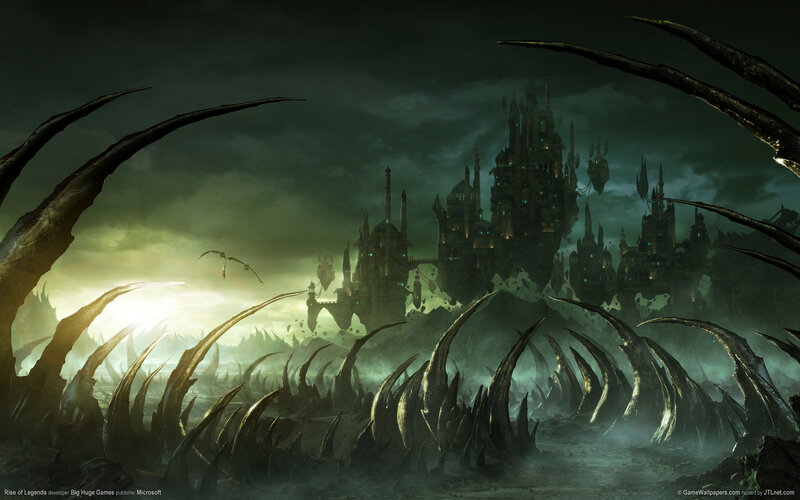 Floating Castle in Dark Landscape