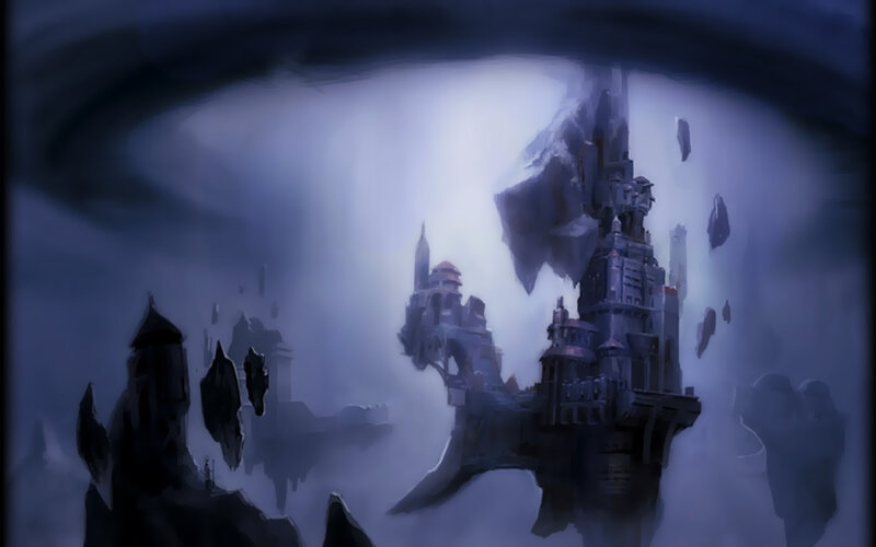 Floating Castle in Mist — Blue