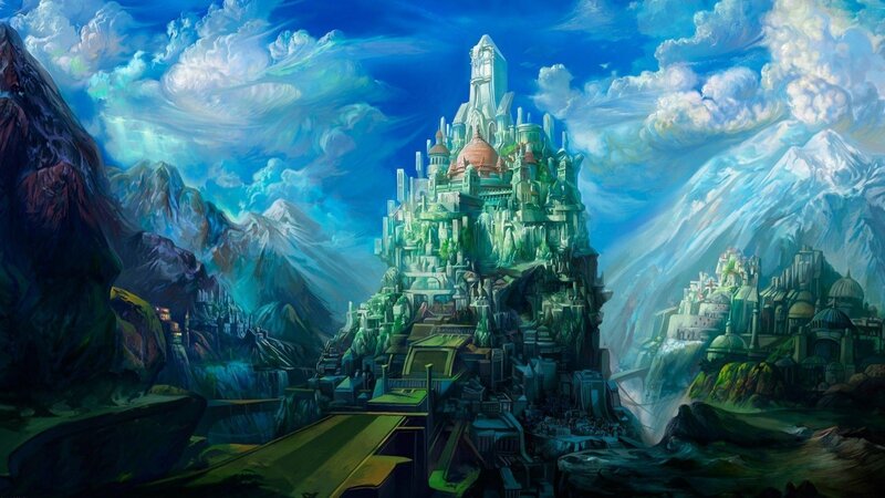 Floating Castle in Mountains — Blue