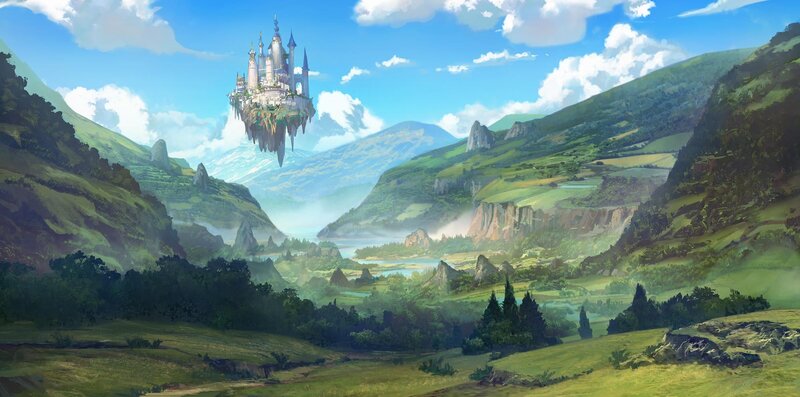 Floating Castle in Sky — Green