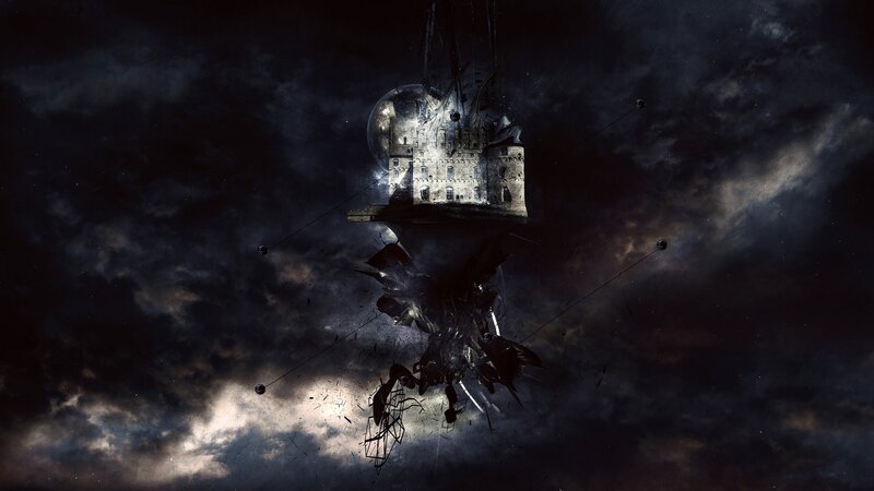 Floating Castle in Storm — Black