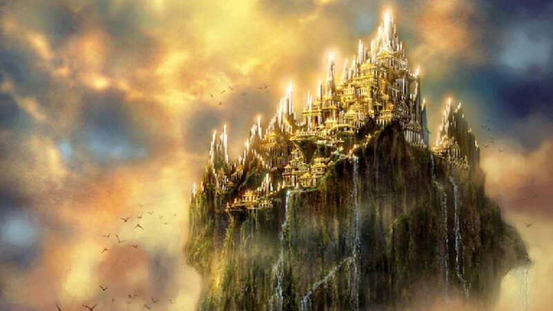 floating castle in the clouds