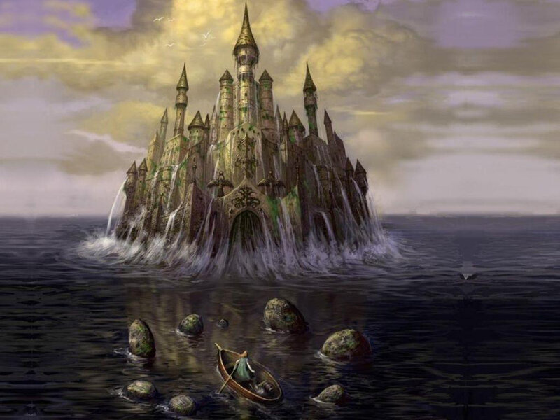 Floating castle in the sea