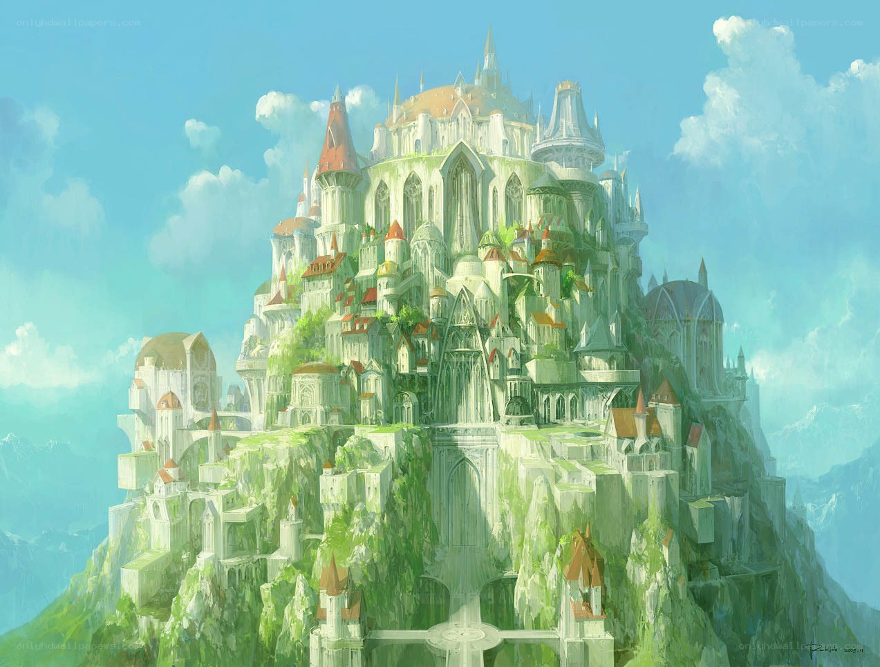 Floating castle on a cliff