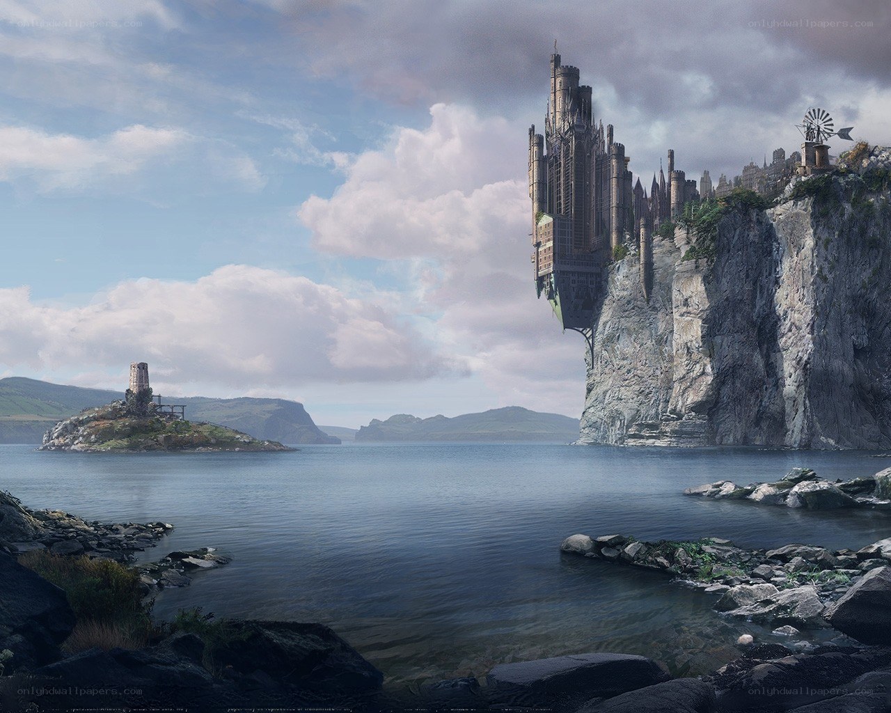 Floating castle on a cliff