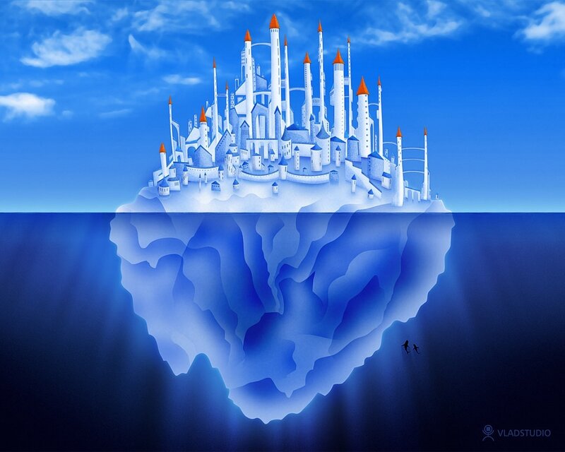 Floating castle on an iceberg