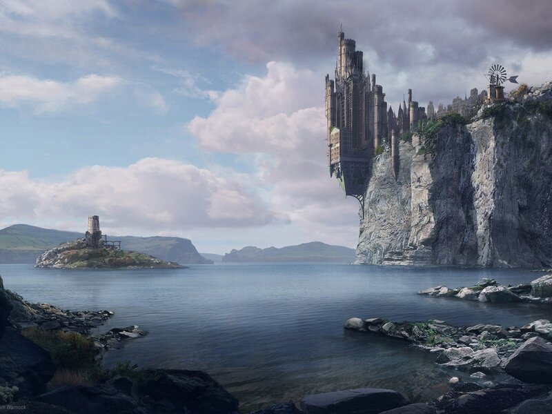 Floating Castle on Cliff — Blue, Dramatic, Afternoon