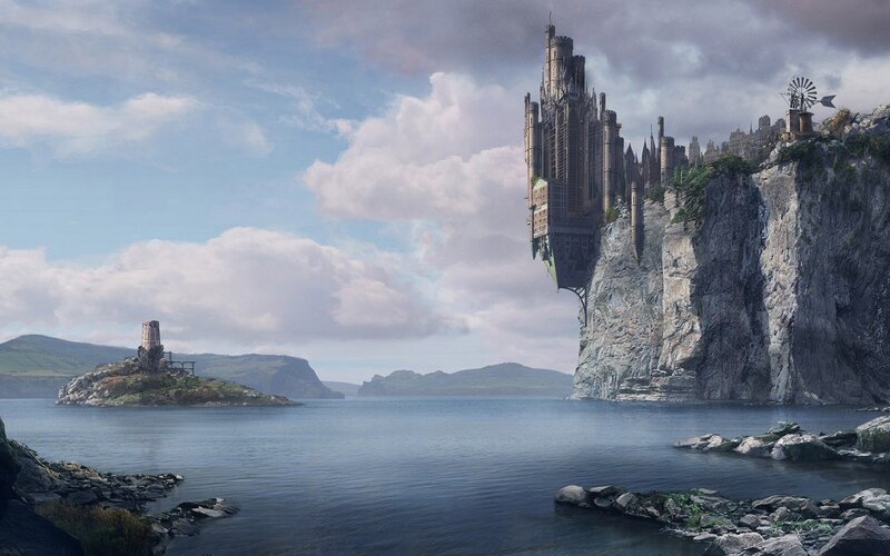 Floating Castle on Cliff — Dramatic