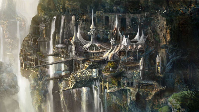 Floating Castle on Cliff — Gray