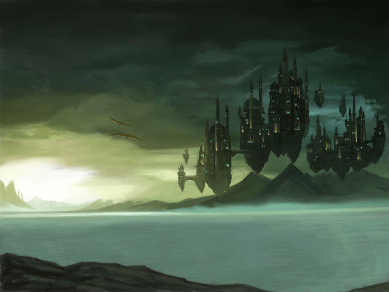 floating castle over sea