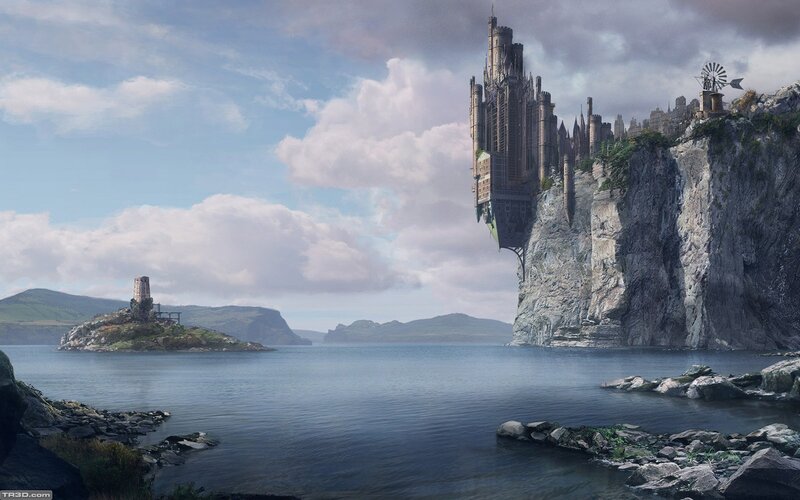 floating castle over sea