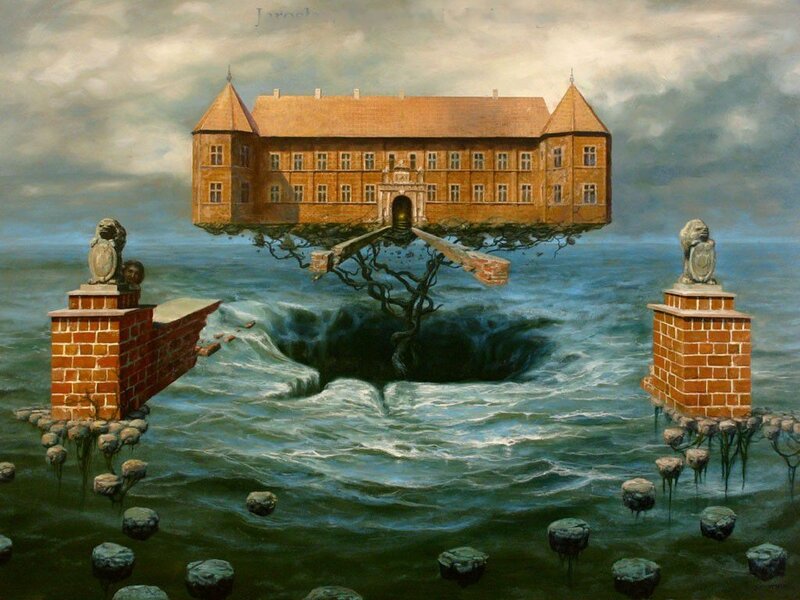 Floating Castle over Sea — Blue