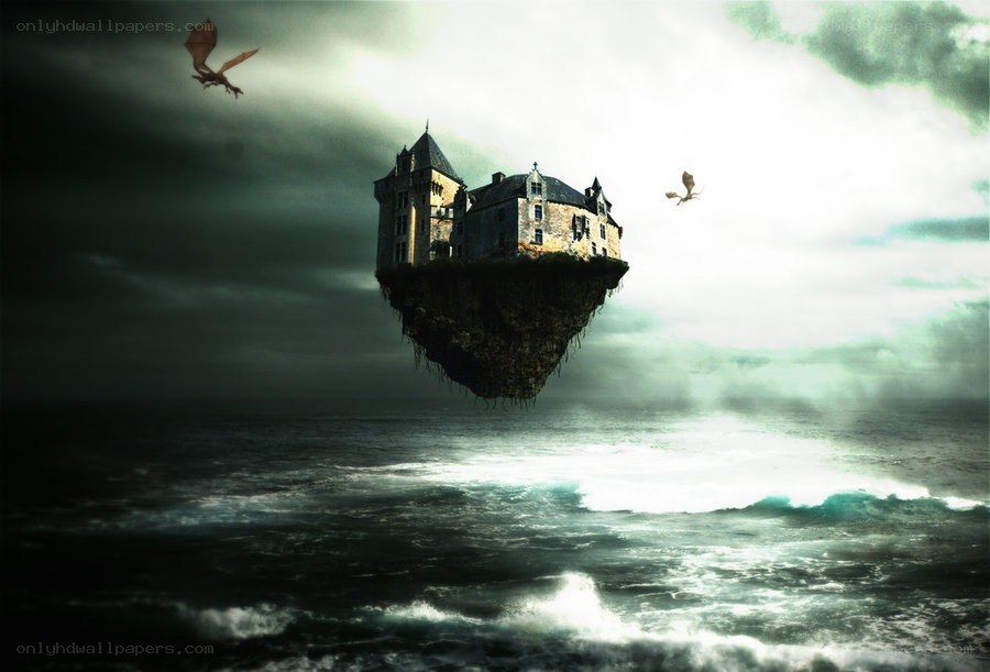 floating castle over the sea