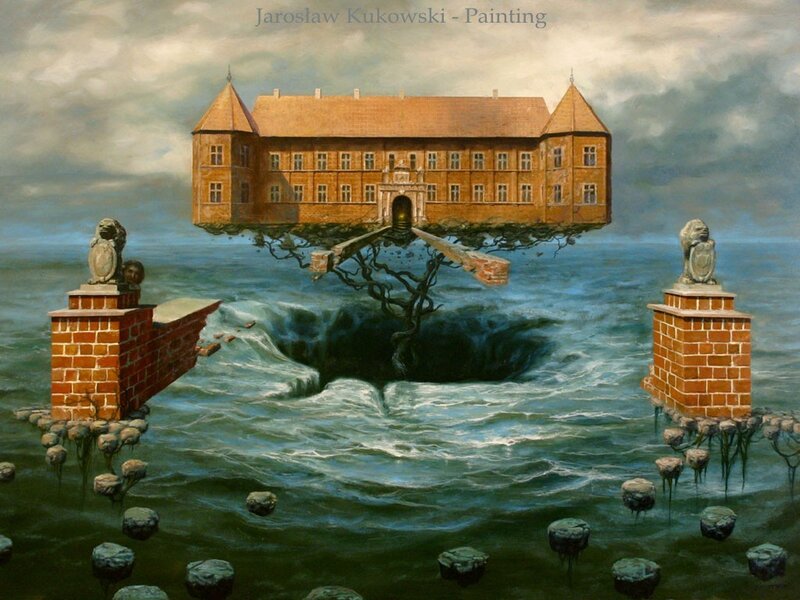 Floating castle painting