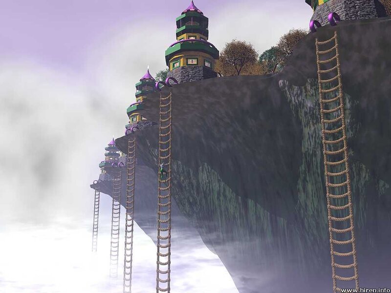 floating castle with rope ladders