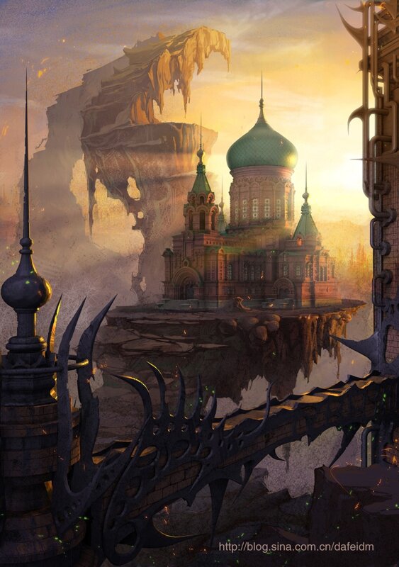 floating cathedral at sunset