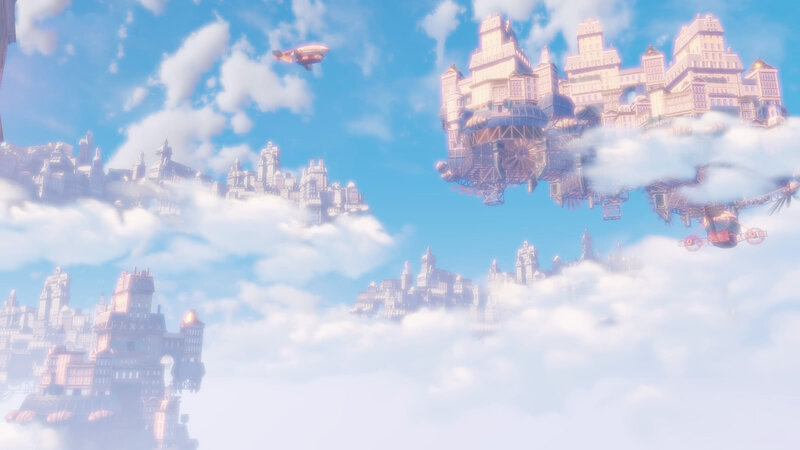 Floating Cities in Clouds — Blue