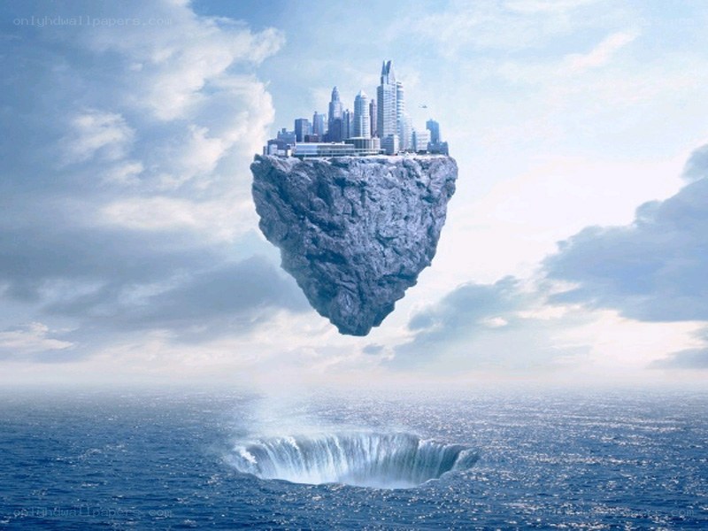 floating city above ocean