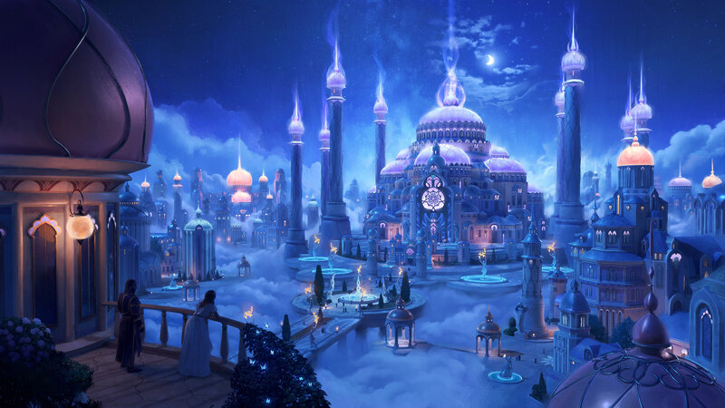 Floating City at Night — Blue