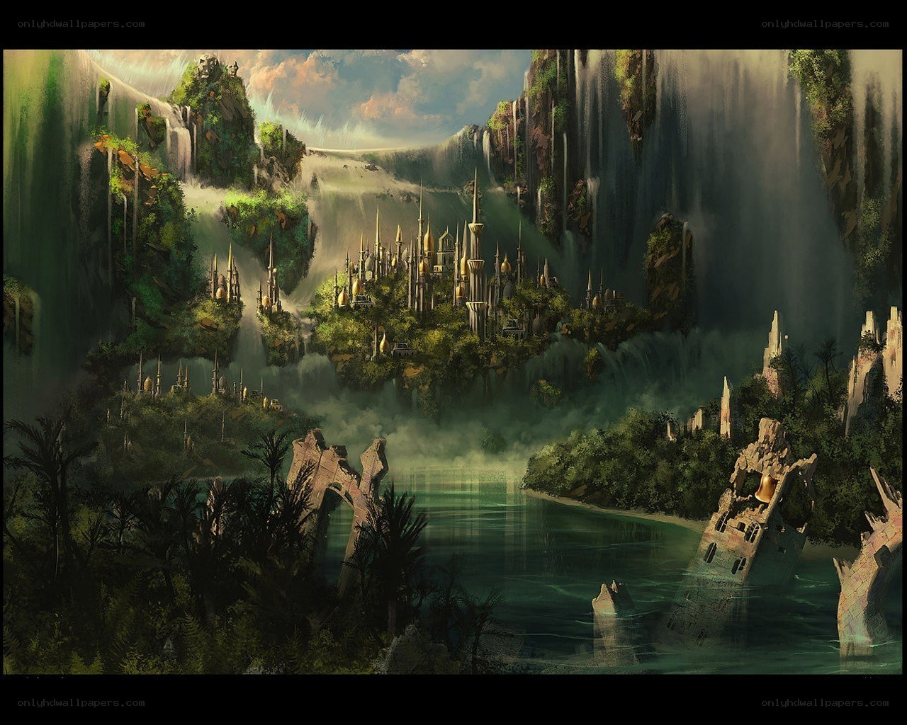 Floating city in a canyon