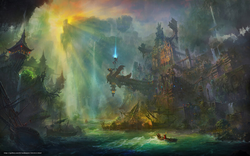 Floating city in a mystical canyon