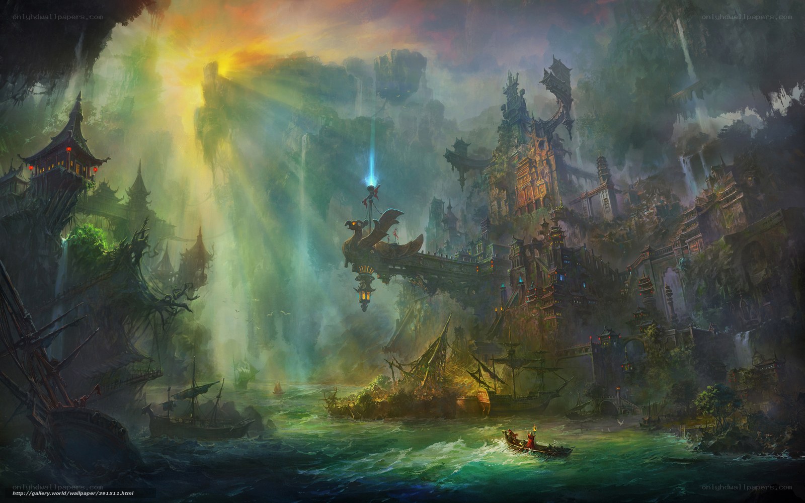 Floating city in a mystical canyon