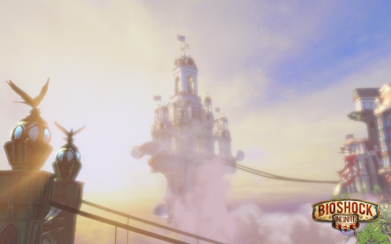 Floating City in Clouds — Blue