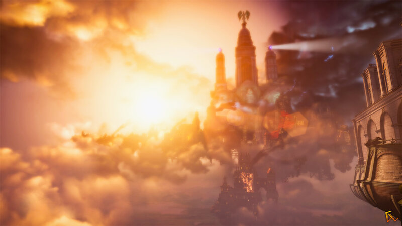 Floating City in Clouds — Orange