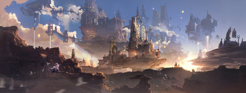 Floating City in Desert — Blue